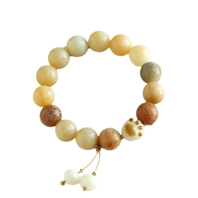Om Mani Padme Hum Bodhi Seed Carved Bracelet 12mm Beads