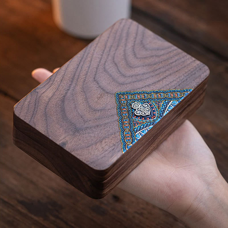 Vintage Handmade Black Walnut Wood Jewelry Storage Box