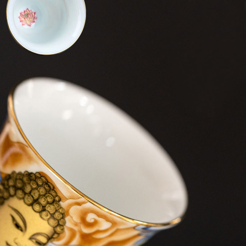 Dunhuang Flying Apsaras Ceramic Tea Cup 100ml Zen Decor