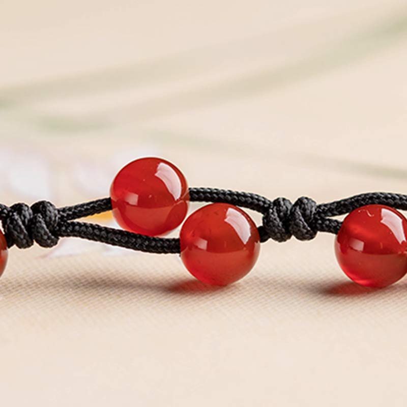 Calming Red Agate Moss Agate Cinnabar Bracelet