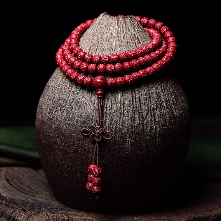 Cinnabar 108 Mala Beads Meditation Blessing Bracelet