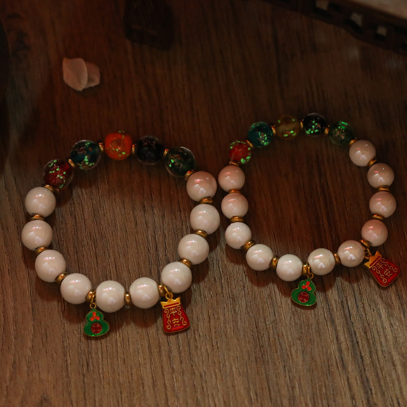 8mm Tibetan Incense Ash Porcelain & Liuli Glass Spiritual Bracelet