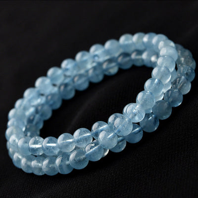 6mm Aquamarine Bracelet for Peace and Emotional Healing