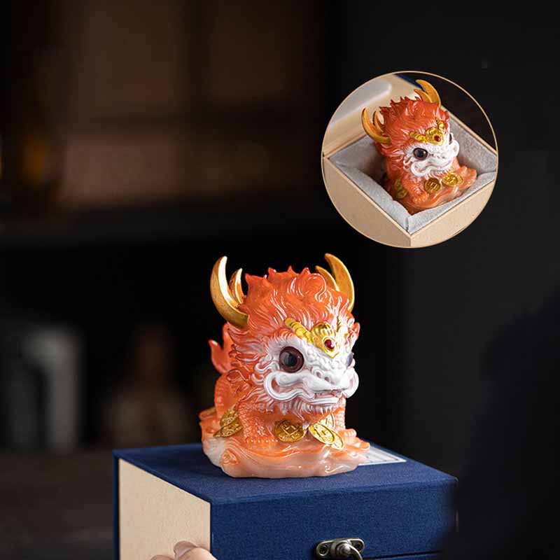 Color Changing Kirin Resin Spiritual Statue | Home Zen Decor