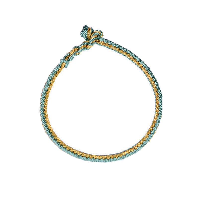 Two-Color Handcrafted Eight Thread Peace Knot Red String Bracelet