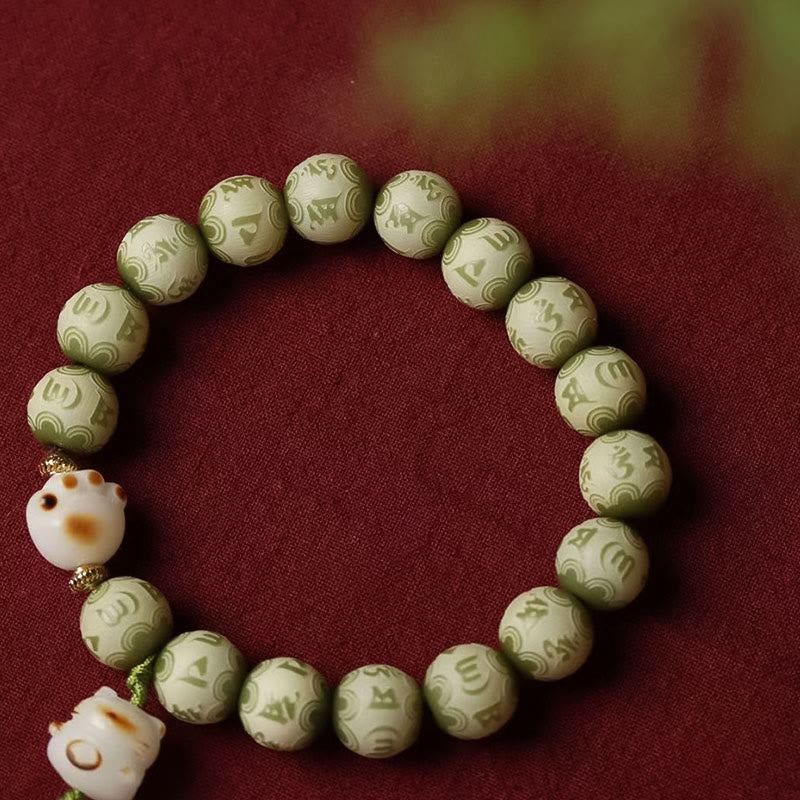 Green Bodhi Seed Om Mani Padme Hum Wisdom Bracelet