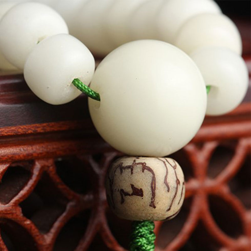 7x9mm White Jade Bodhi Lotus Mala Harmony Bracelet