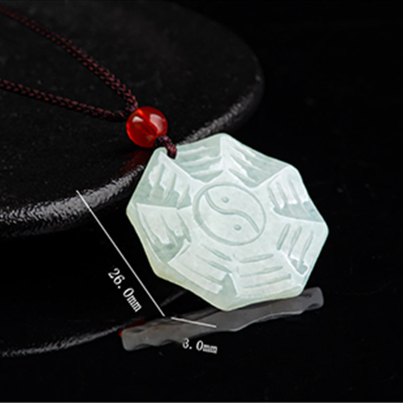 Natural Jade Bagua Yin Yang Luck Necklace for Prosperity