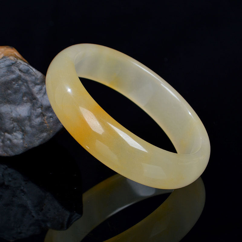 Golden Silk Jade Bracelet Bangle 56mm for Luck & Wealth
