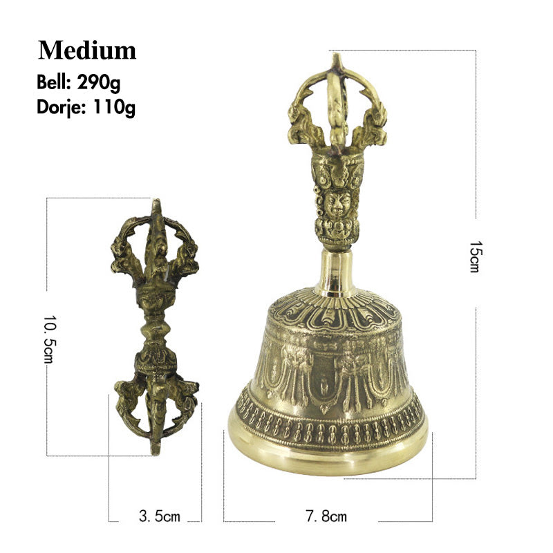 Small Copper Meditation Bell and Vajra Dorje Set