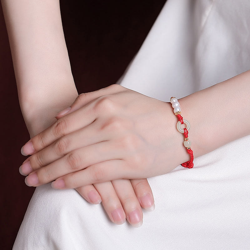 925 Sterling Silver Gold Plated Hetian Jade Peace Buckle Bracelet