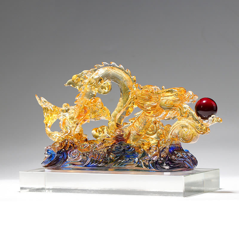 26cm Liuli Dragon Spiritual Statue for Protection & Strength