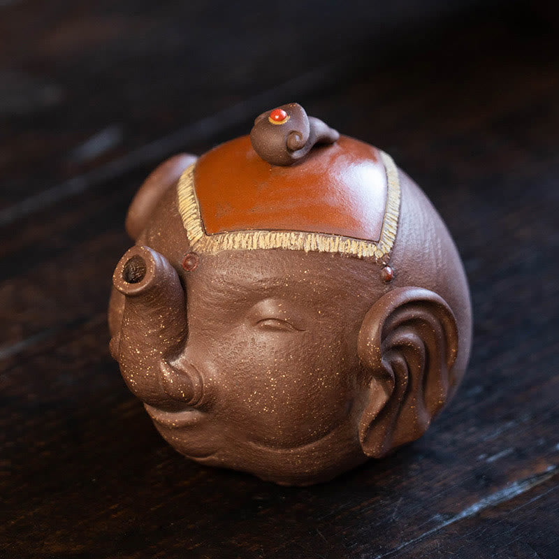 Purple Clay Ceramic Elephant Teapot 220ml Zen Decor
