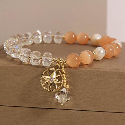 Orange Cat's Eye Clear Quartz Meditation Bracelet