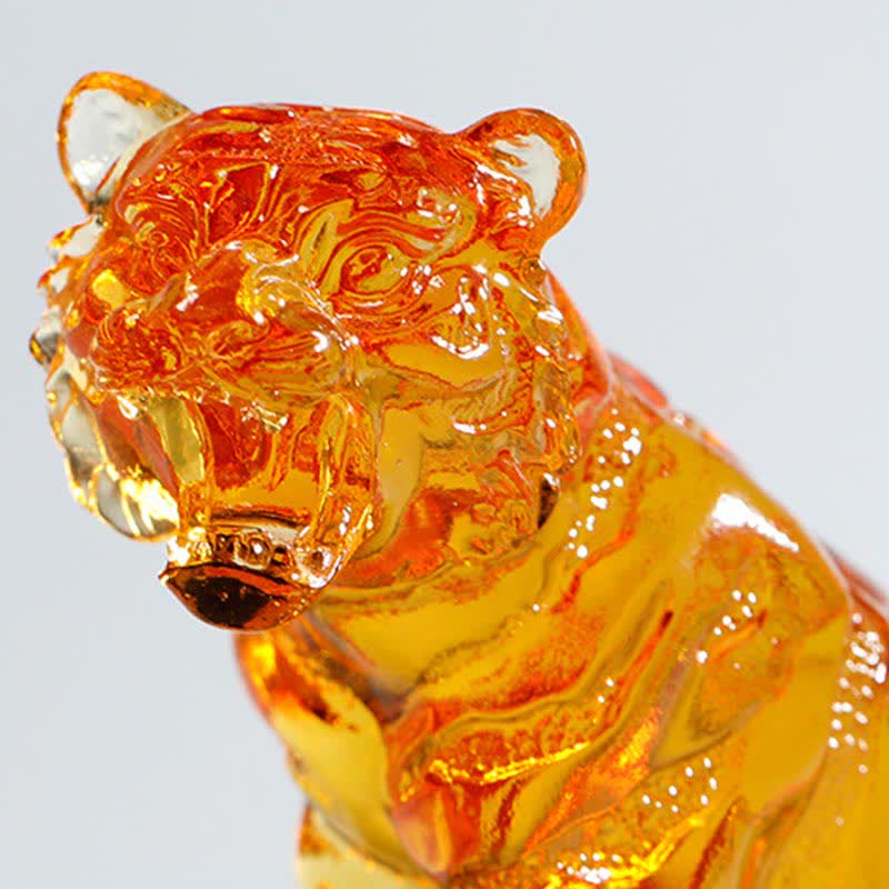 Handmade Liuli Crystal Tiger Art Piece | Protection Decor