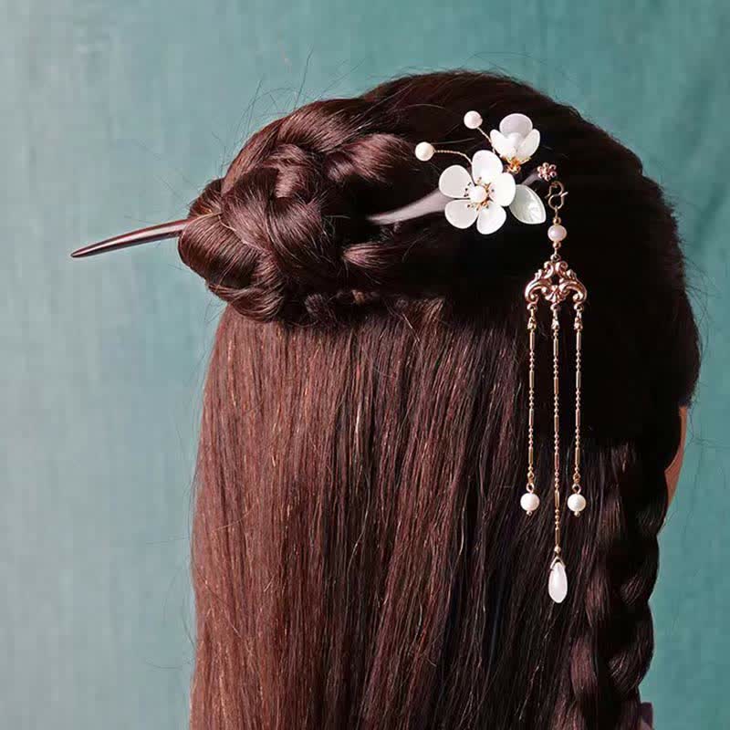 Ebony Protection Hairpin | Chinese Flower Blessing Decoration