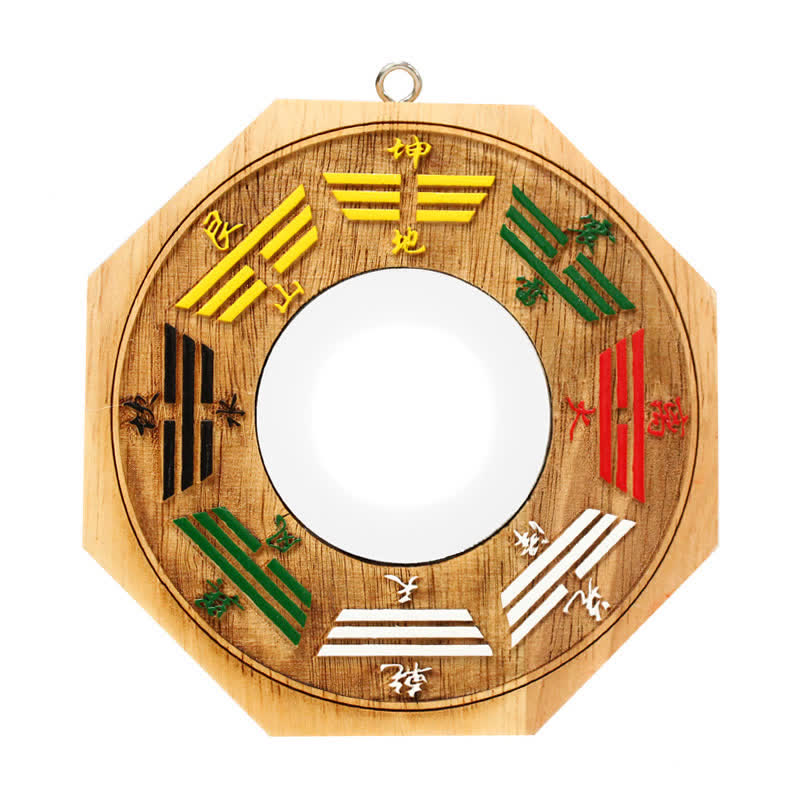 10cm Peach Wood Feng Shui Bagua Map Mirror for Balance