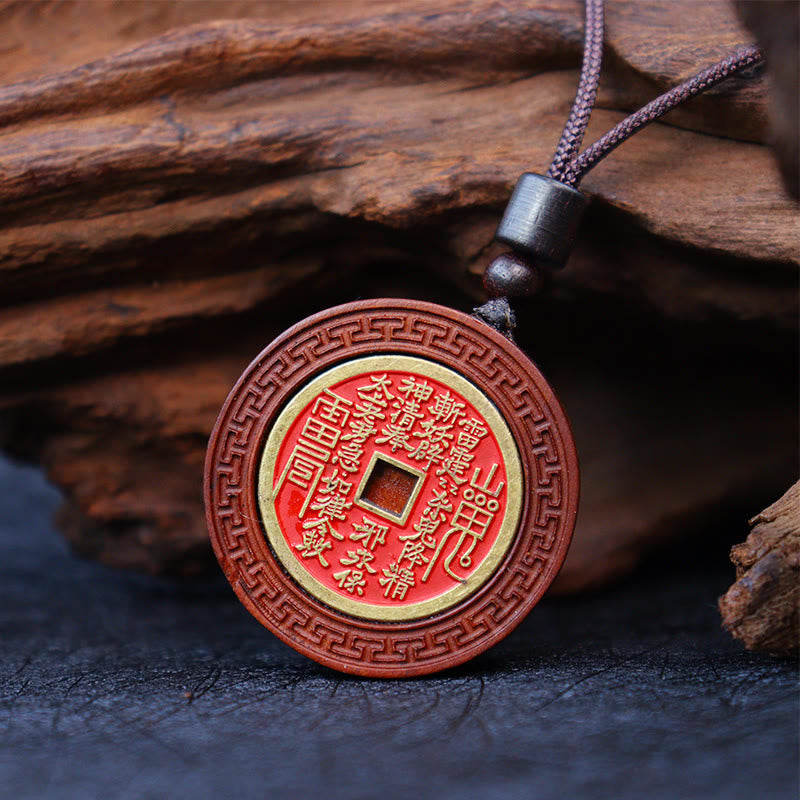 Lightning Struck Jujube Wood Yin Yang Pendants for Protection