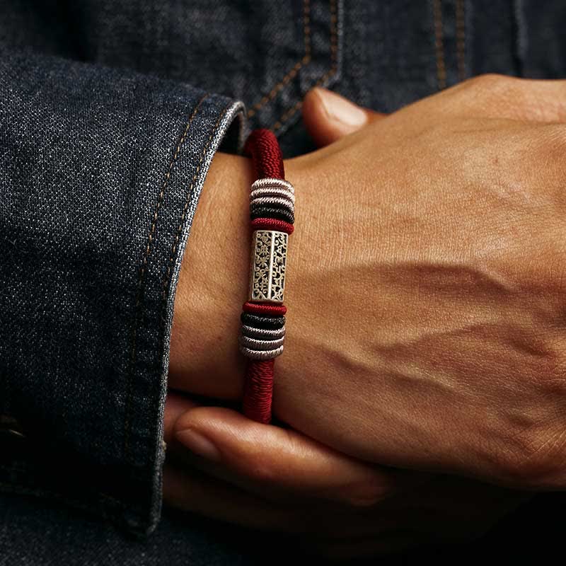 Om Mani Padme Hum Bracelet | 925 Sterling Silver Red String Unisex