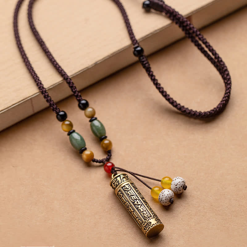 Om Mani Padme Hum Protection Necklace | Copper & Bodhi Seed