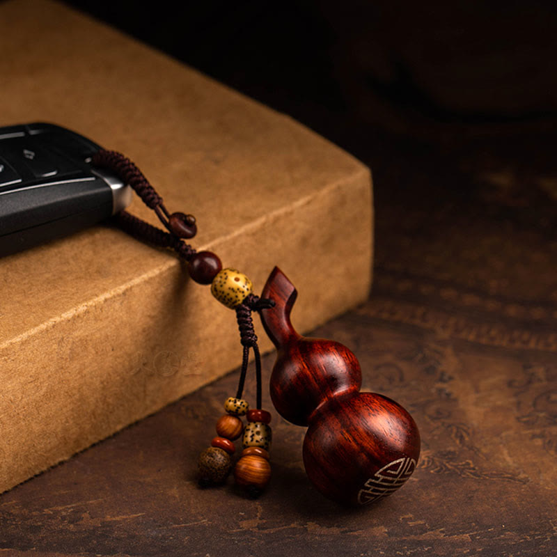 Ebony & Red Sandalwood Gourd Key Chain for Luck & Protection