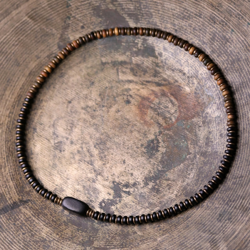 Ebony Wood Green Sandalwood Double Wrap Bracelet for Calm