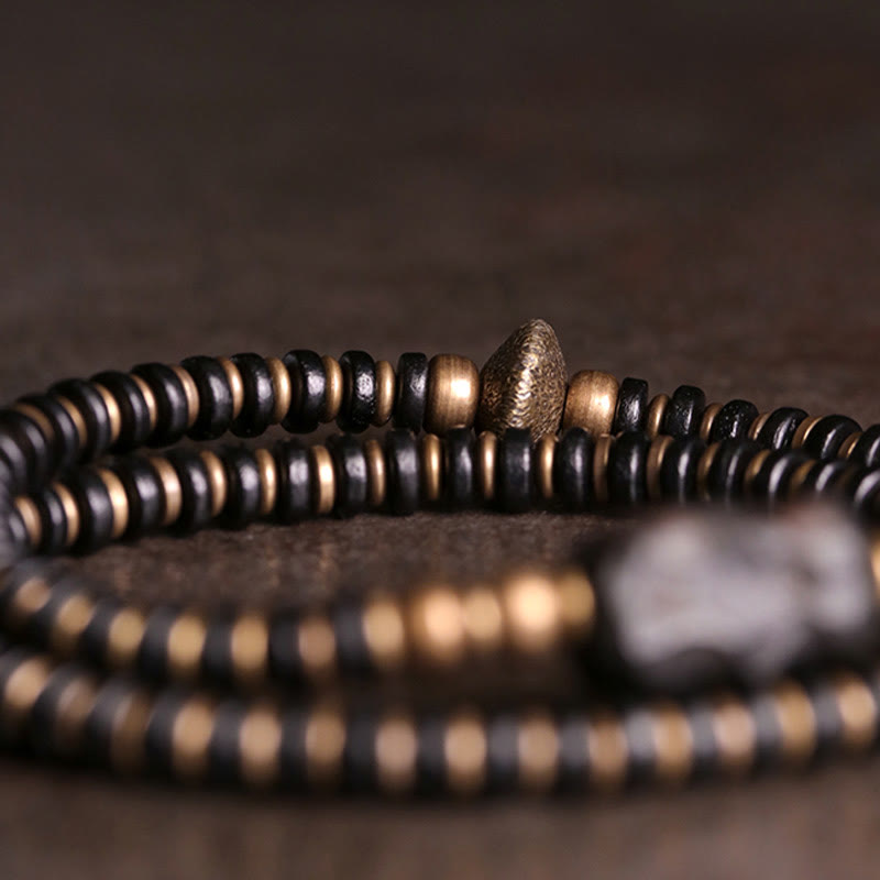 Ebony Wood Green Sandalwood Double Wrap Bracelet for Calm