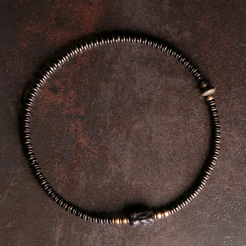 Ebony Wood Green Sandalwood Double Wrap Bracelet for Calm