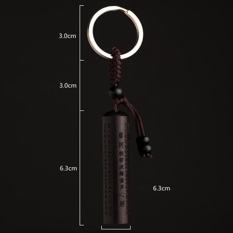 Ebony Wood Heart Sutra Peace Key Chain for Spiritual Balance