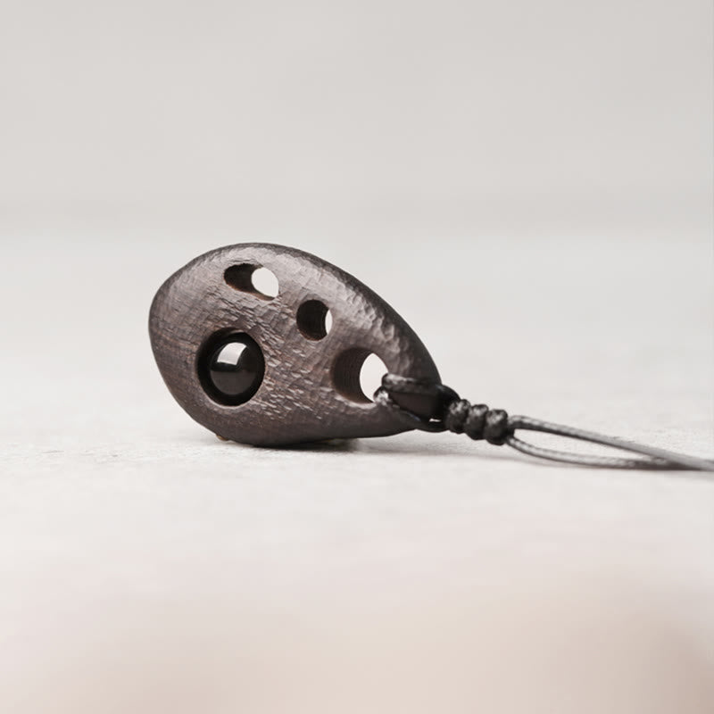 Ebony Wood Obsidian Necklace for Inner Peace & Protection