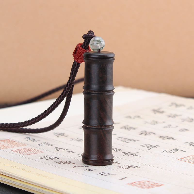 Ebony Wood Spiritual Necklace with Bamboo Ghau Prayer Box