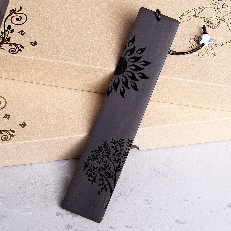 Ebony Wood Sun Tree Bookmark for Spiritual Growth