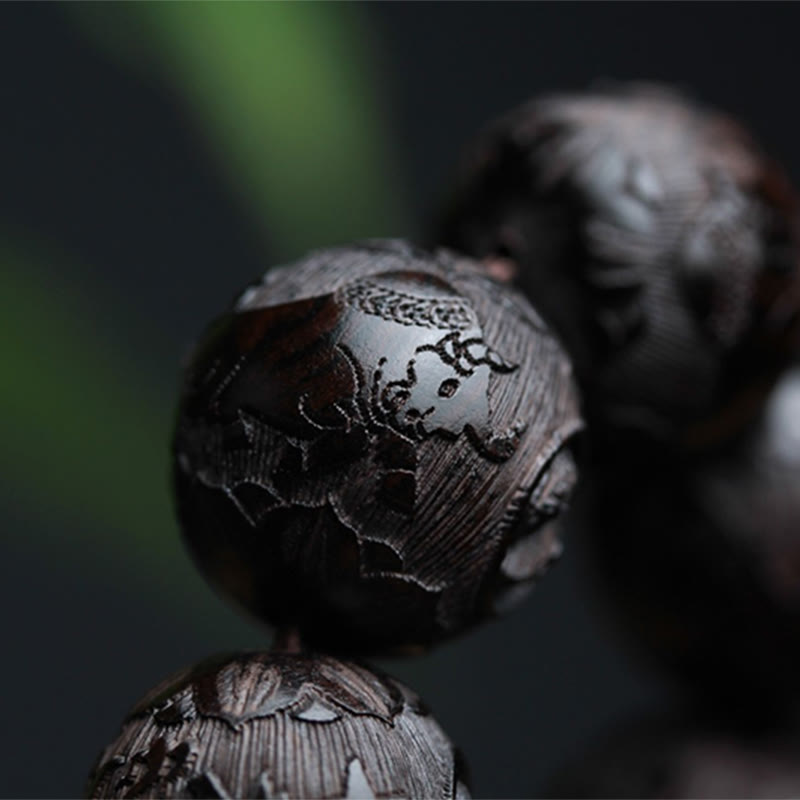 Ebony Wood Yin Yang Balance Bracelet 20mm Beads