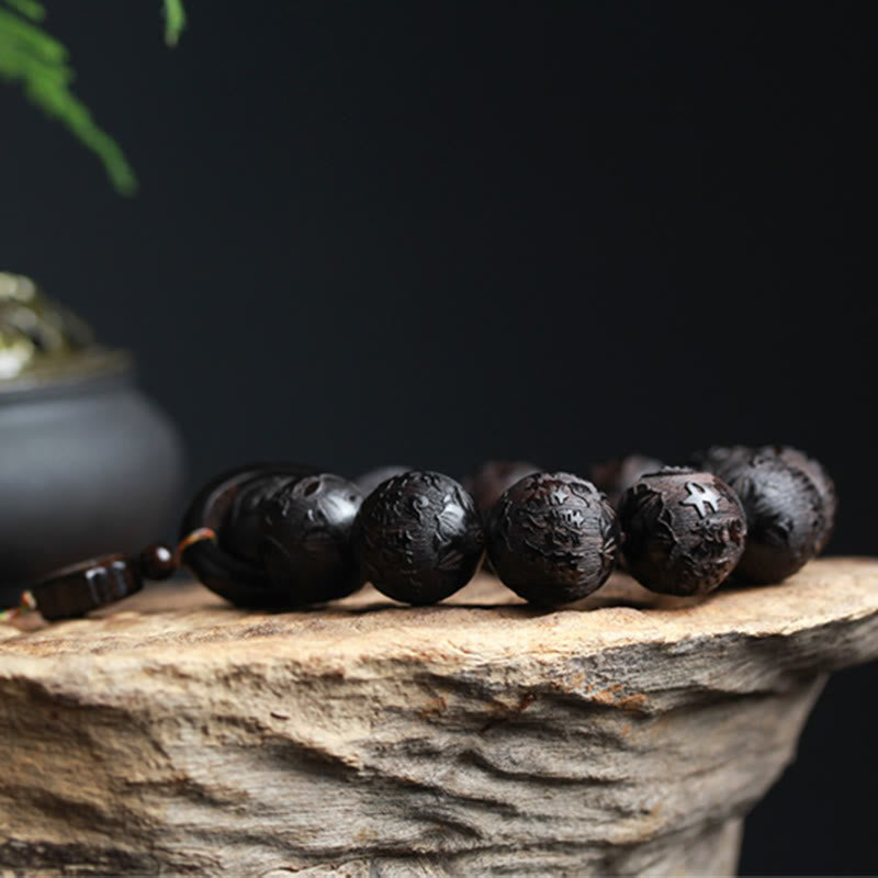 Ebony Wood Yin Yang Balance Bracelet 20mm Beads