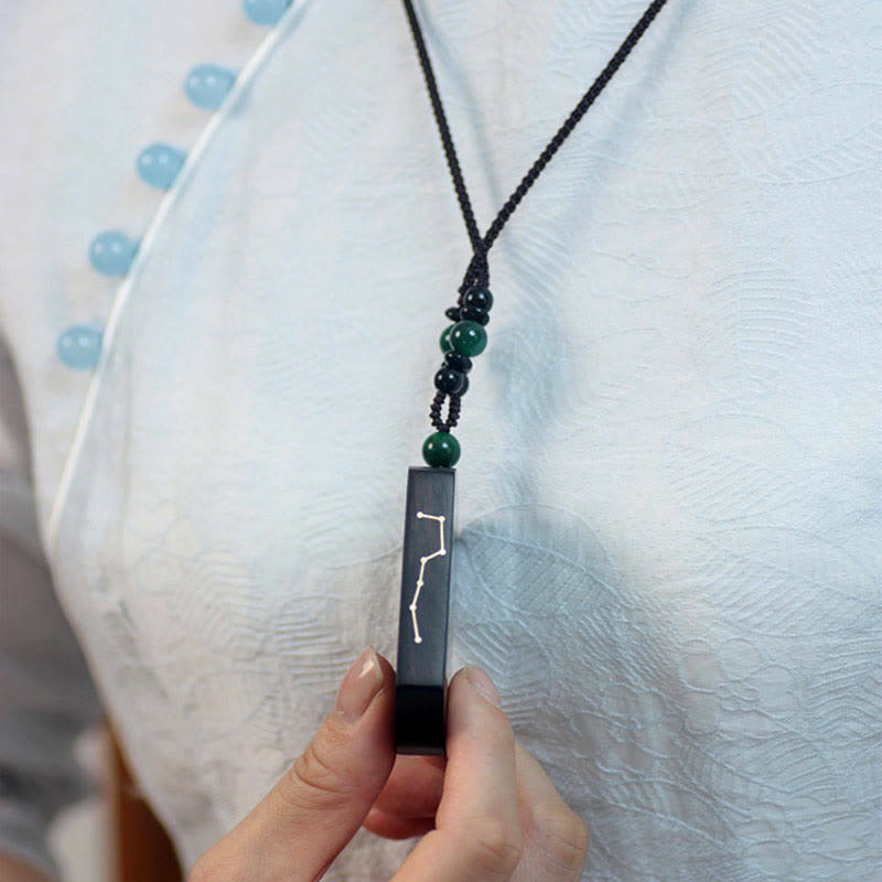 Ebony Wood Yin Yang Necklace with Sterling Silver for Balance