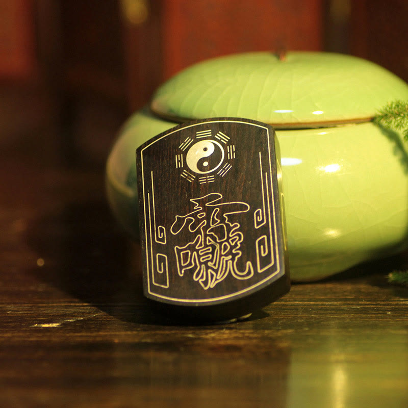 Ebony Wood Yin Yang Necklace with Sterling Silver for Balance