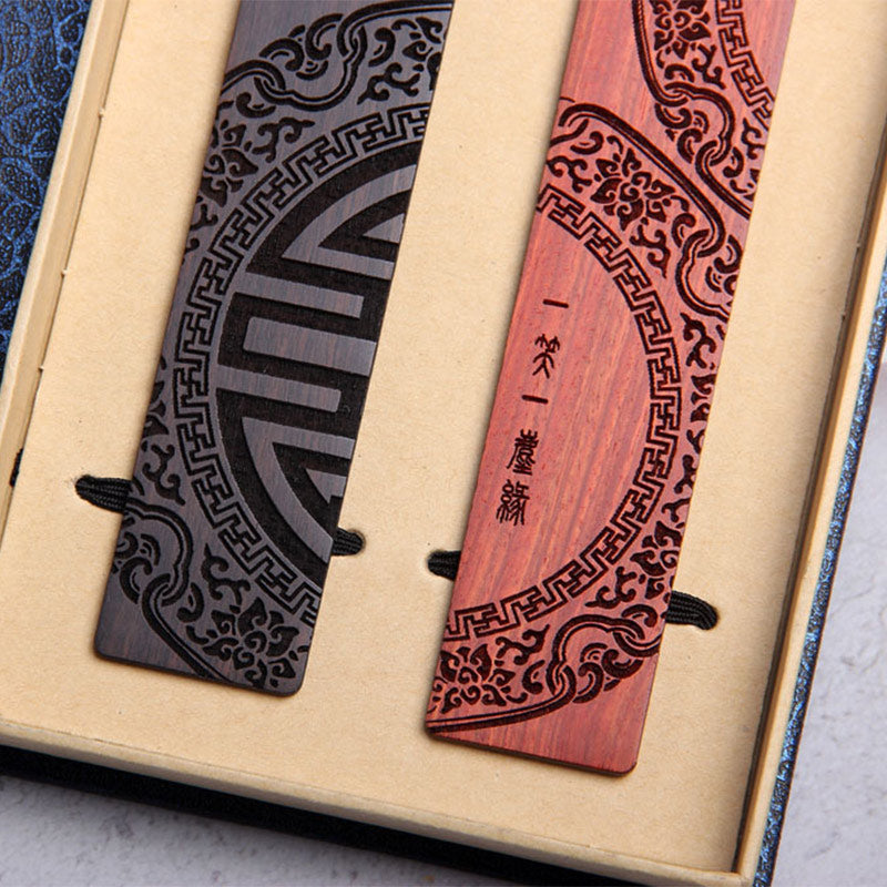 Ebony Wood Zen Bookmark with Red Sandalwood Gift Box