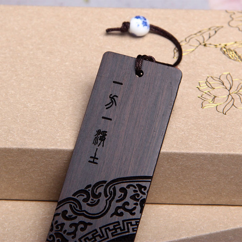 Ebony Wood Zen Bookmark with Red Sandalwood Gift Box