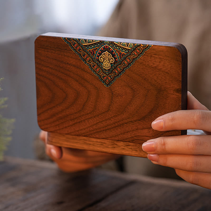 Vintage Handmade Black Walnut Wood Jewelry Storage Box