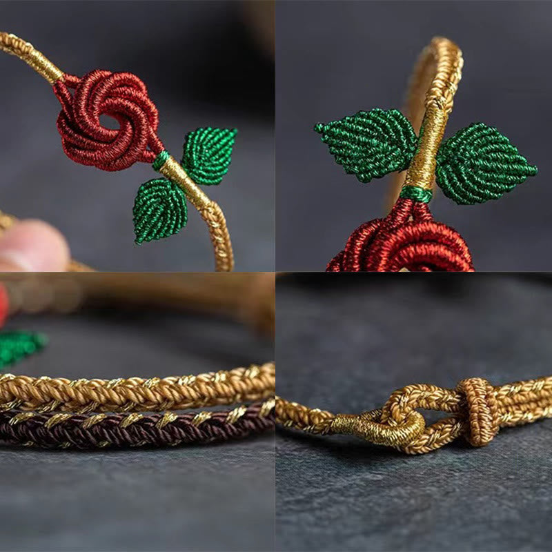 Handmade Red String Bracelet with Eight Thread Peace Knot for Luck