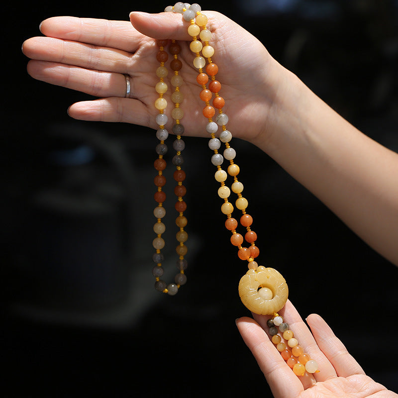 Golden Silk Jade Pendant Necklace | Wealth & Luck Charm