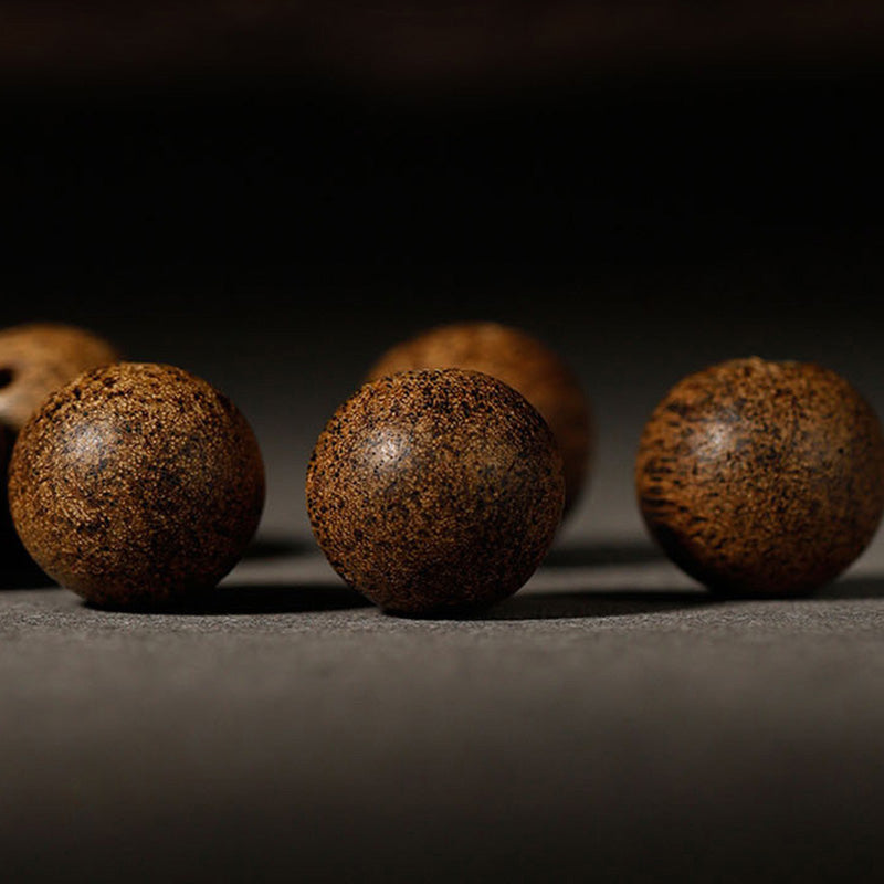 Natural Agarwood Chinese Zodiac Peace Bracelet 12mm Beads