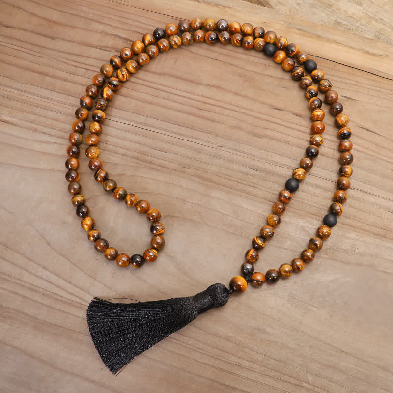 108 Beads Tiger Eye Protection Mala Bracelet 8mm Unisex