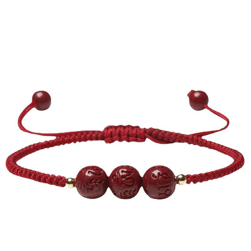 8mm Cinnabar Om Mani Padme Hum Blessing Bracelet