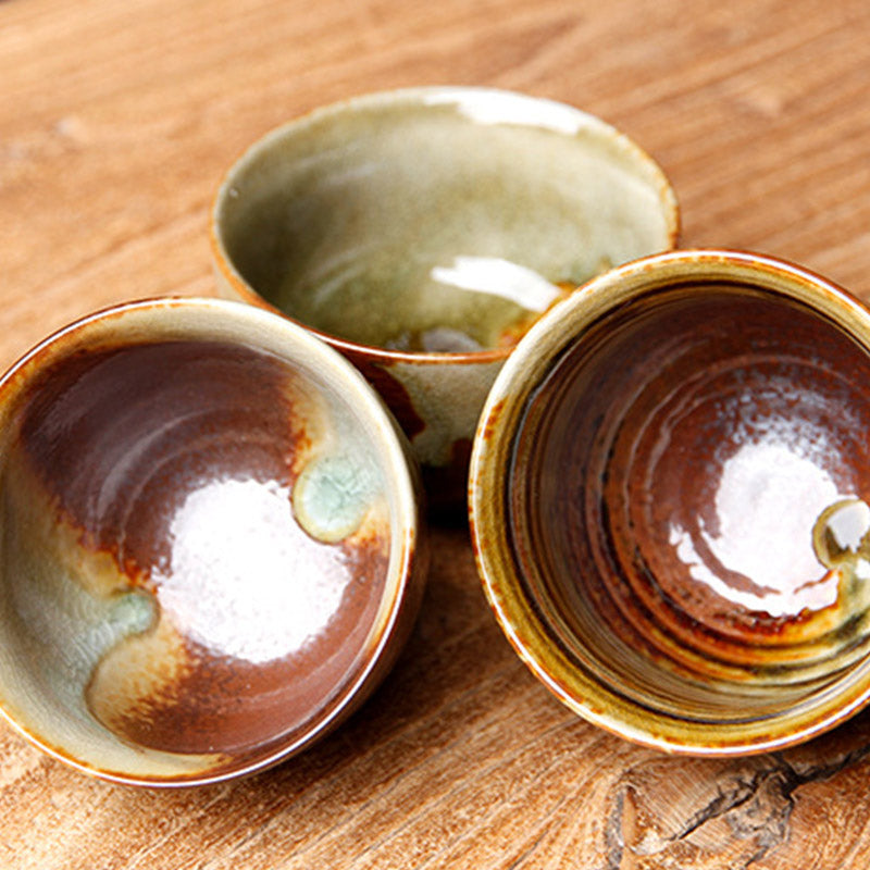 Vintage Brown Beige Kiln Change Ceramic Teacup for Meditation