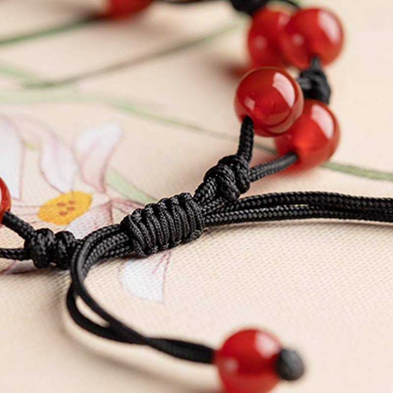 Calming Red Agate Moss Agate Cinnabar Bracelet