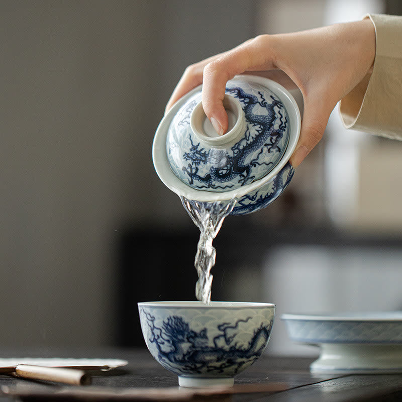 Blue Dragon Ceramic Teacup 80ml | Chinese Tea Cup