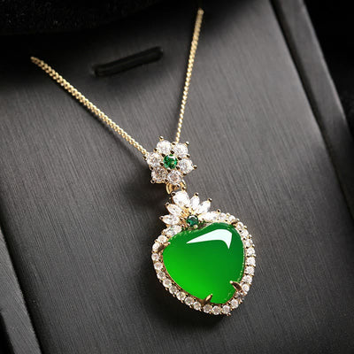 Green Chalcedony Heart Strength Necklace for Courage