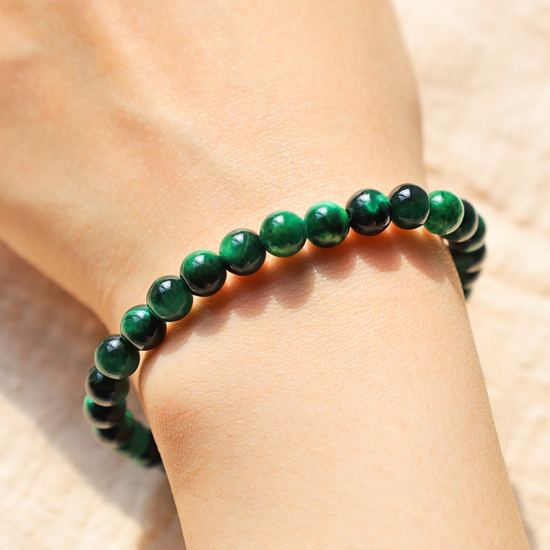 10mm Green Tiger Eye Growth Energy Bracelet