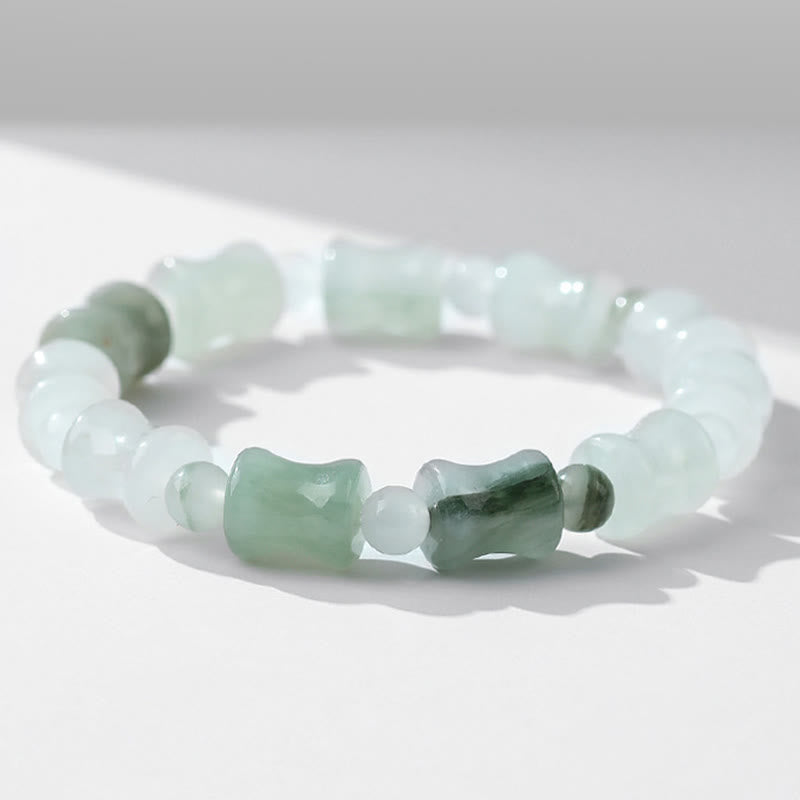 Jade Coconut Shell Bamboo Pattern Abundance Bracelet